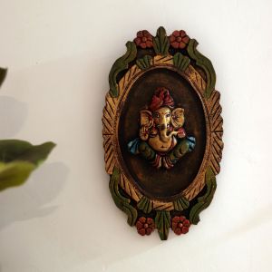 Unravel India "Blessing Ganesha" fiber procession wall art in wooden frame