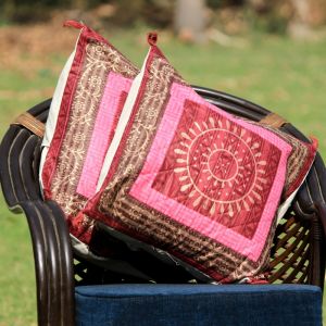 Unravel India Block Print Cotton Cushion Cover (Set of 5)