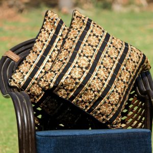 Unravel India Bead Work Silk Cushion Cover (Set of 5)
