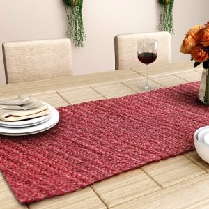 Unravel India Sabai grass red table runner
