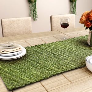 Unravel India Sabai grass olive table runner