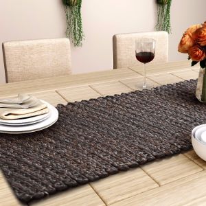 Unravel India Sabai grass olive table runner