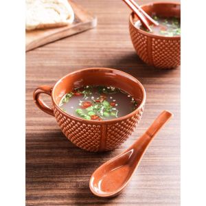 Unravel India ceramic saffron soup set(Set of 6)