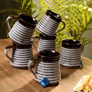 Unravel India silver studio ceramic tea/coffee mug (Set of 6) 