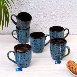 Unravel India Ceramic Studio Glazed Coffee Mug(6 Mug) 