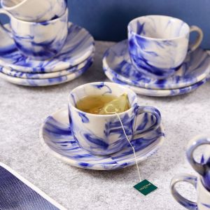 Unravel India "Shades of Earth" ceramic cup & saucer(6 Cup, 6 Saucer)