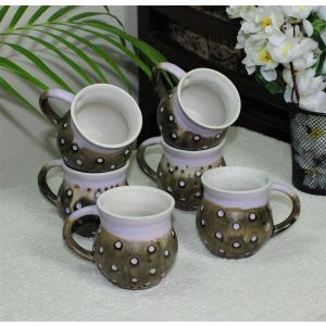 Unravel India "Polka Dots" ceramic tea/coffee mug(6 Mug)