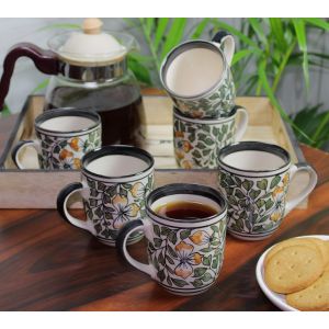 Unravel India "Mugal Bageecha" ceramic multicolor tea/coffee mug (6 Mug)