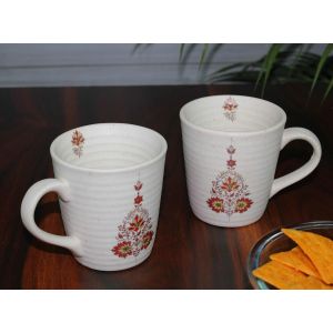 Unravel India "Mugal Flower" ceramic tea/coffee mug (Set of 2)