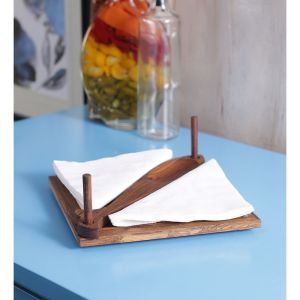 Unravel India Wooden engraved Brown Tissue and Tooth Pick holder