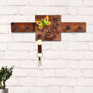 Unravel India sheesham wood brown handcrafted key holder