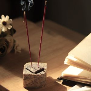 Unravel India "Square" black soapstone incense stick holder agarbatti burner stand for puja and home décor