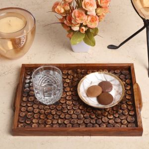 Unravel India Mango wood wooden block engrave large serving tray