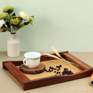 Unravel India handcrafted wooden serving tray in Mango Wood