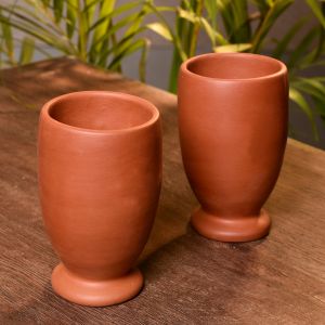 Unravel India handmade earthern clay beer mug(Set of 2)