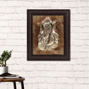 Unravel India White Metal Lord Ganesha Design Wall Art for Wall Decor, Room Decor, Home Decor and Gifts, (Antique)