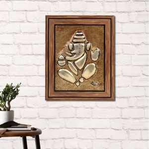 Unravel India White Metal Lord Ganesha Design Wall Art for Wall Decor, Room Decor, Home Decor and Gifts, (Antique)