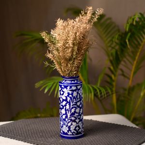 Unravel India Blue Art jaipur pottey Ceramic Unique Decorative Vase for Home Decor, (8.5 X 3 Inch, Blue & White)